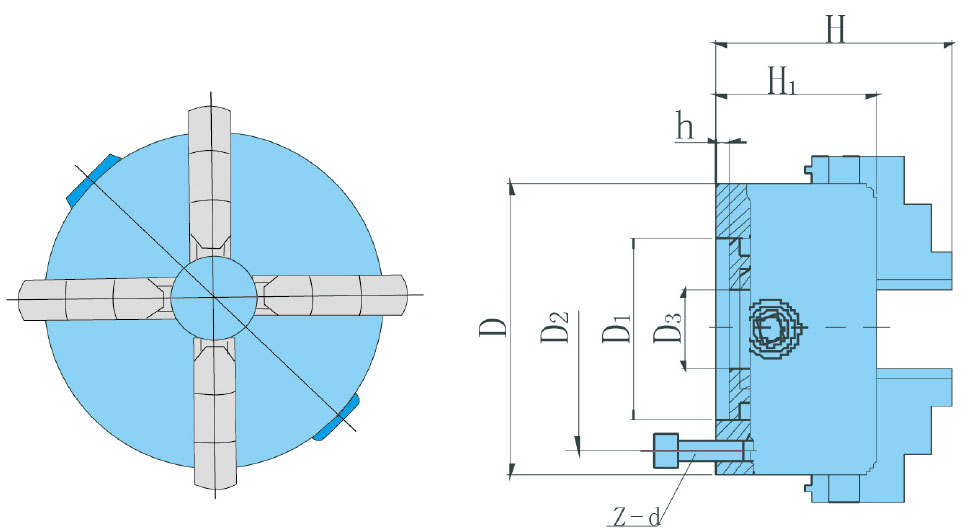K12 Four-jaw self-centring chucks