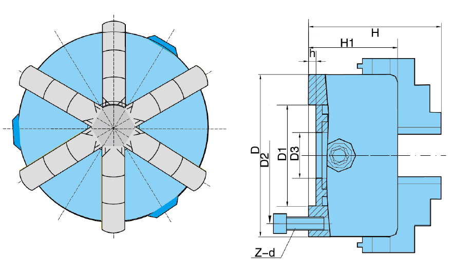K13 Six-jaw self-centring chucks